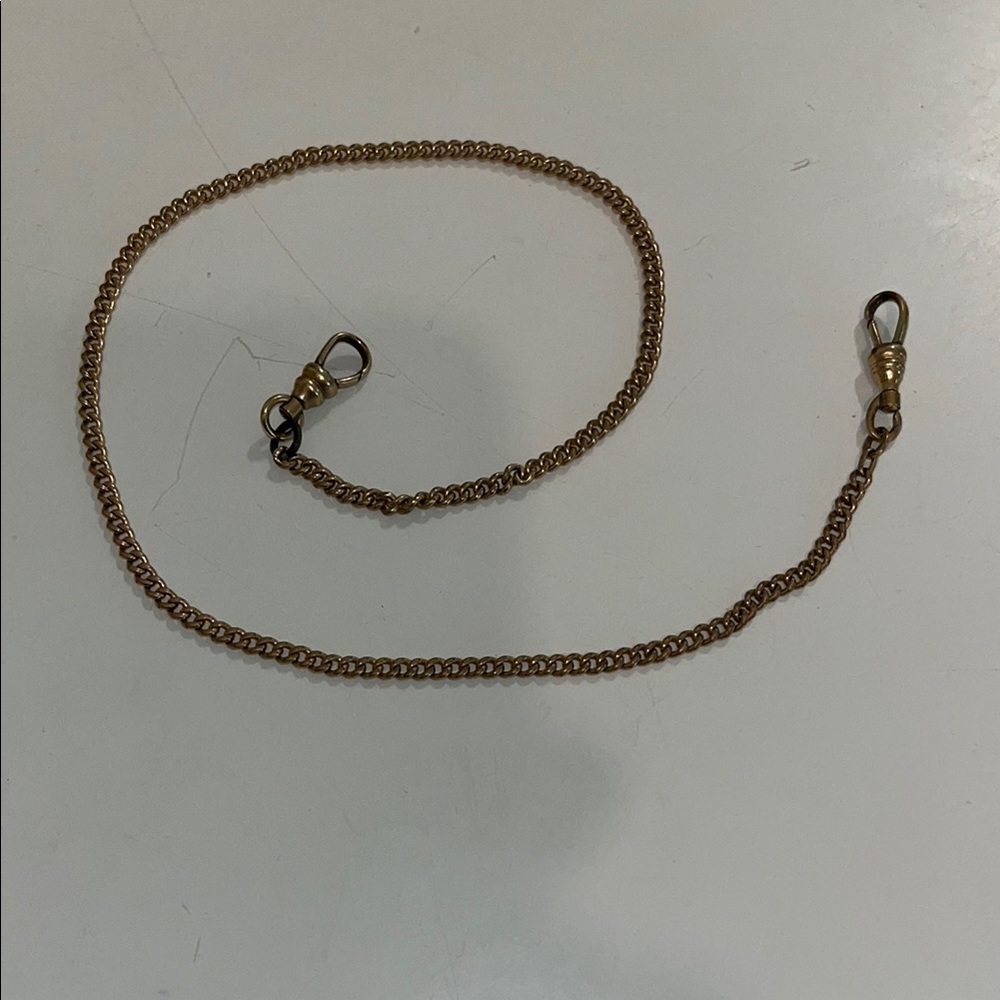Antique watch fob chain Rose gold plated Chain Necklace 17 1/2” long